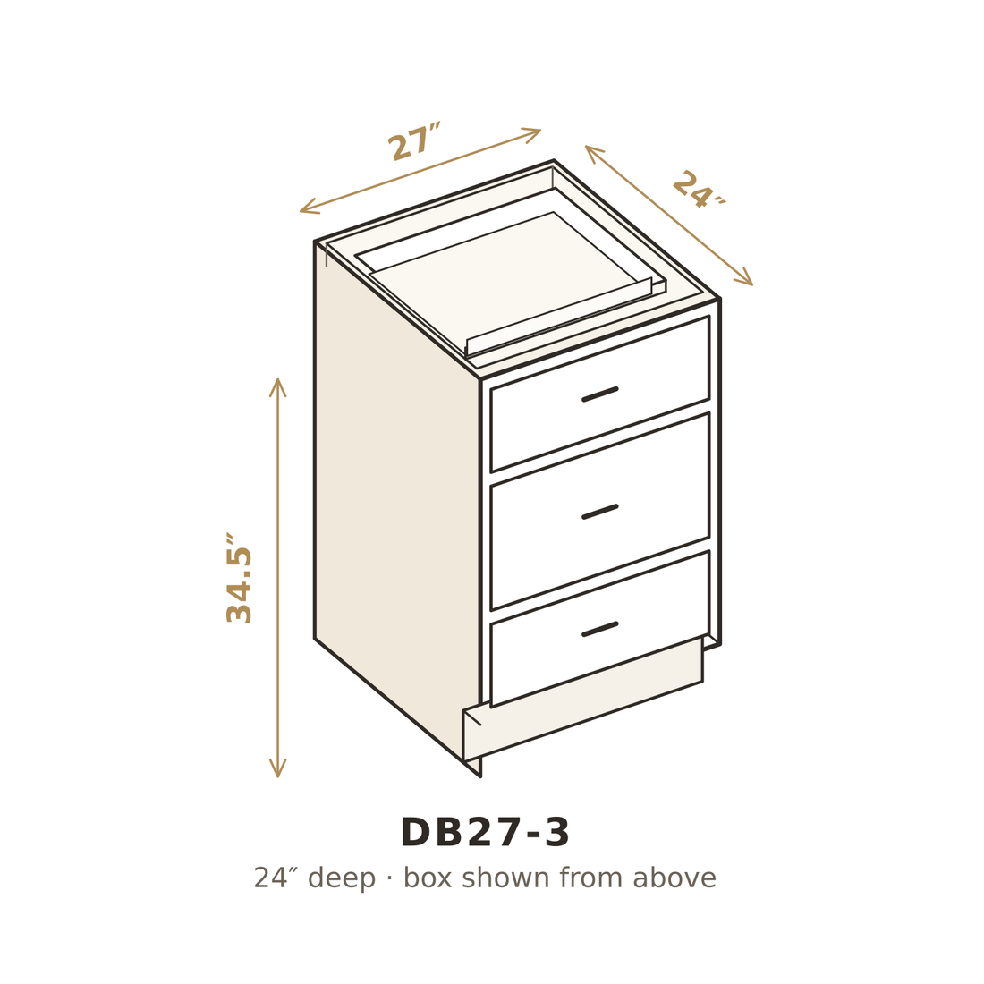 Sunbaked Roma Clay Three Drawer Base 27"