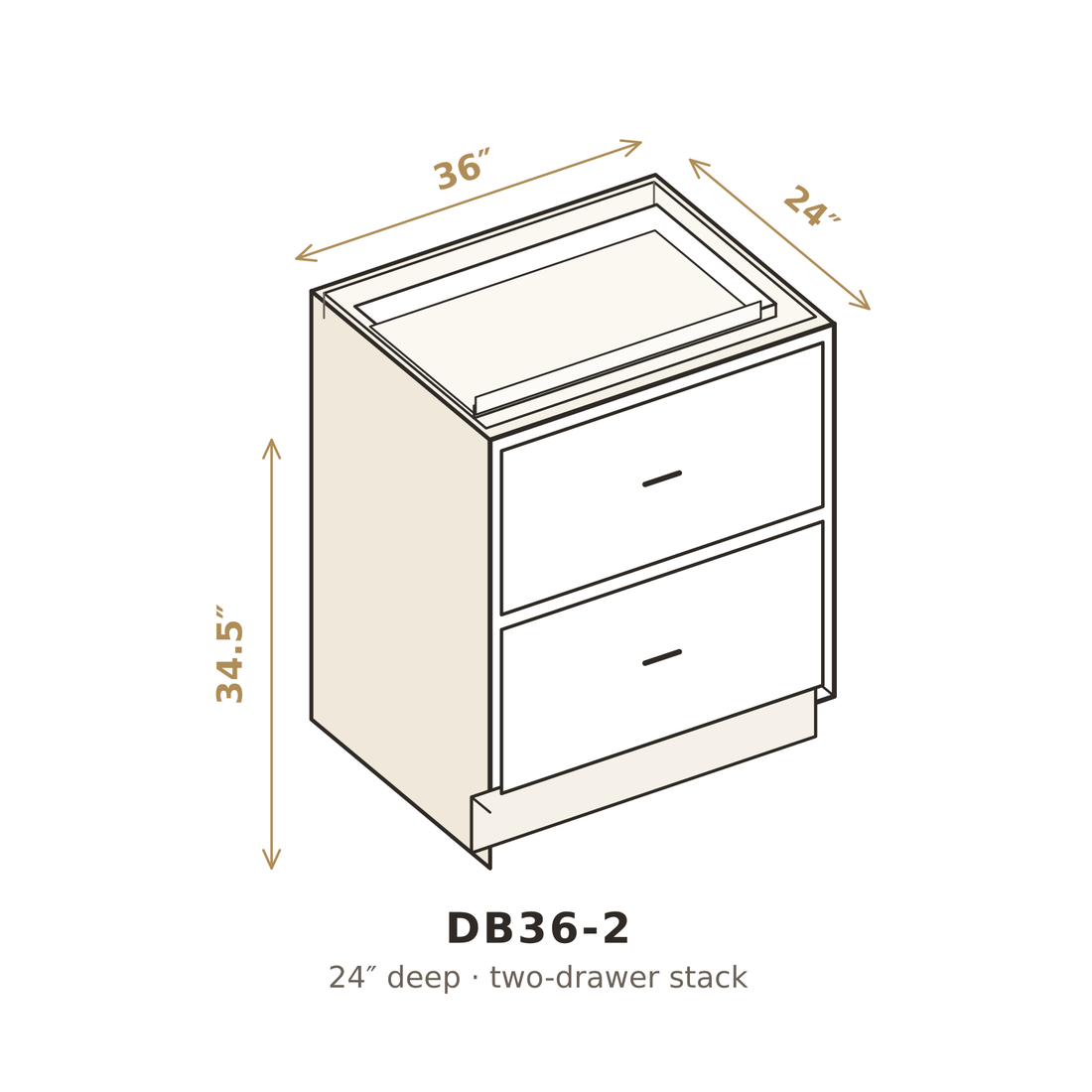 Alpine Snow Clay Two Drawer Base 36"
