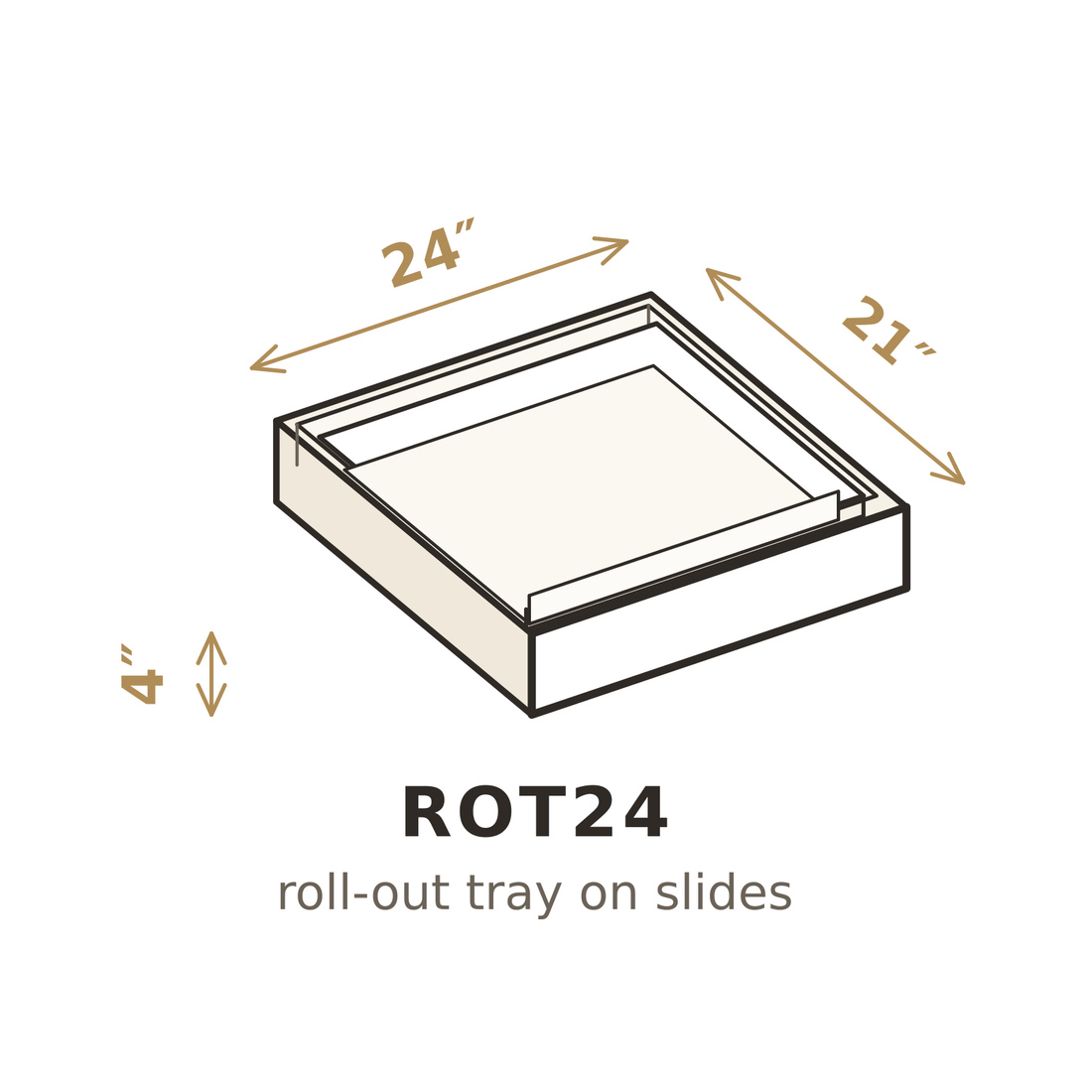 Misty Light Grey Roll-Out Tray 24"