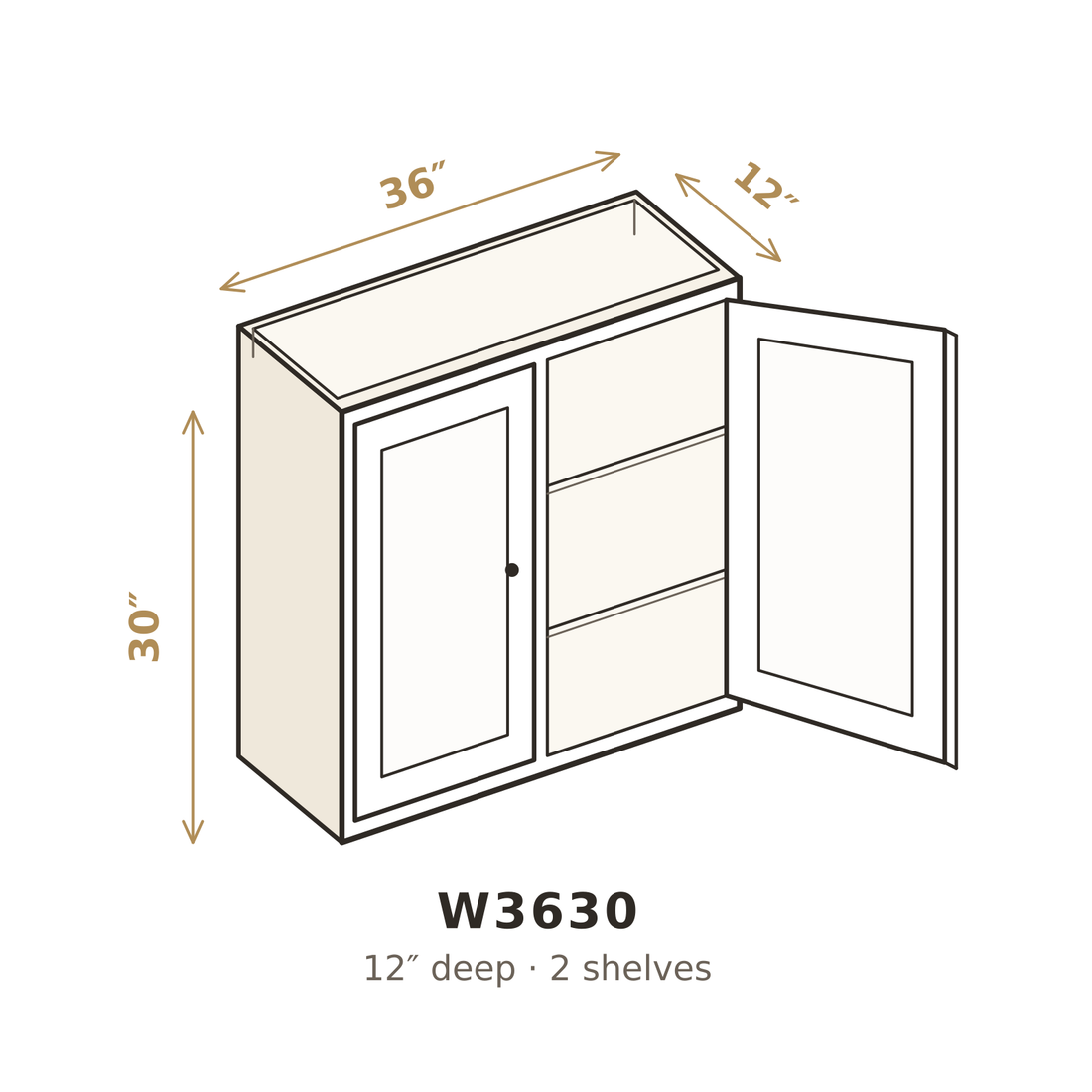 Roasted Espresso Shaker Wall Cabinet 36" W x 30" H