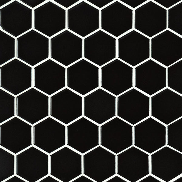 MSI Domino Black Matte Hexagon 2" Mosaic Tile