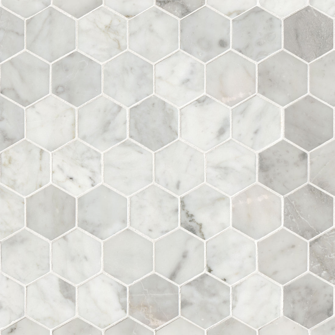 MSI Carrara White Honed 2" Hexagon Mosaic Tile