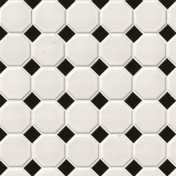 MSI Domino White and Black Octagon Tile