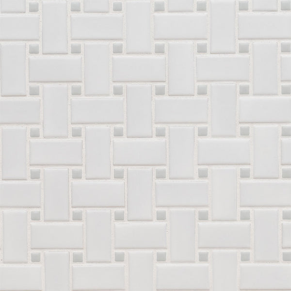 MSI Domino White and Gray Matte Basketweave Tile
