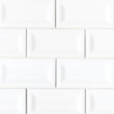 MSI Domino White Glossy Inverted Beveled Subway Tile 3x6