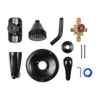 MSI 1-Handle 1-Spray Tub and Shower Faucet with Pressure Balance Valve — surface detail in black tonality
