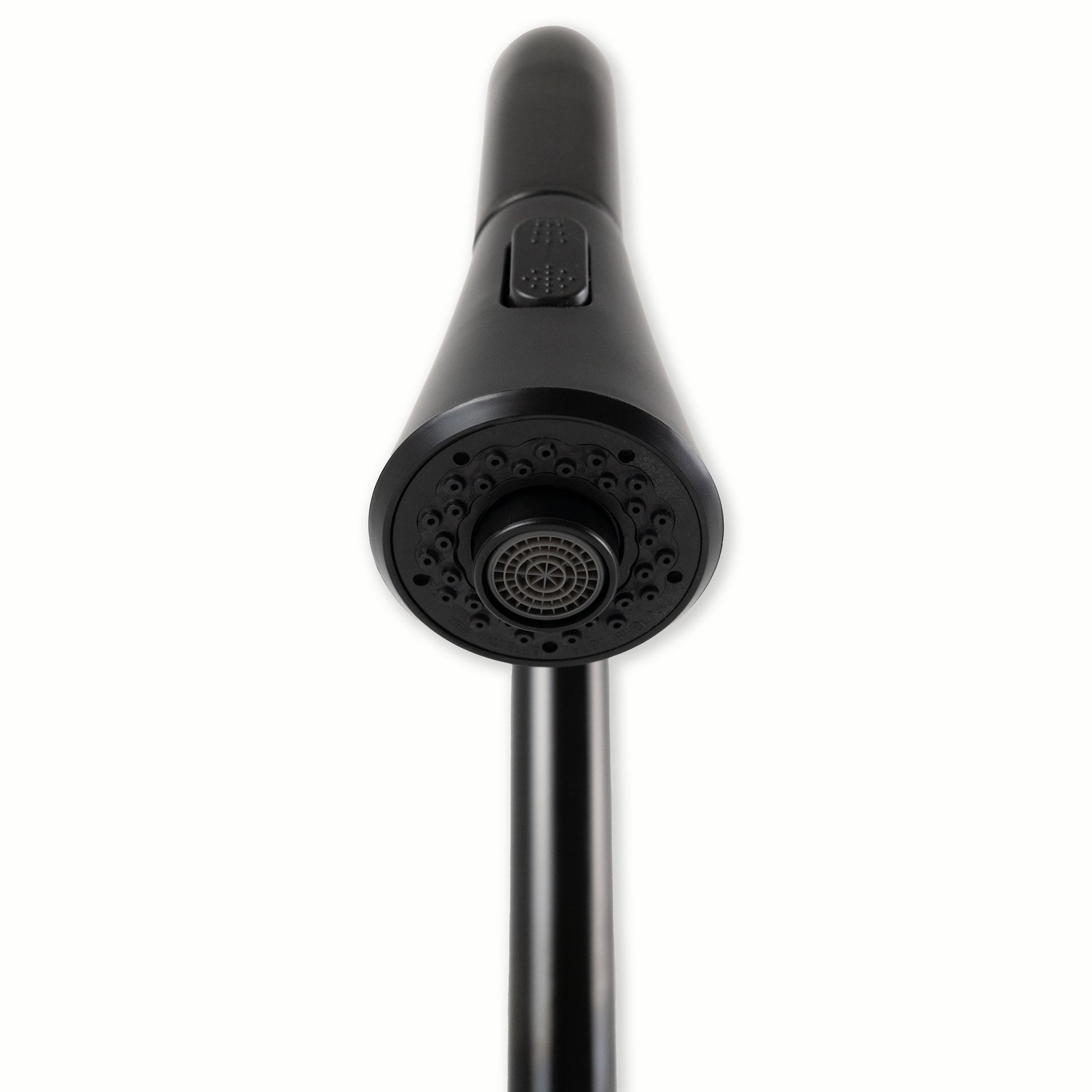 MSI 1-Handle Pull-Down Sprayer Kitchen Faucet with deckplate — surface detail in black tonality