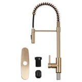 MSI 1-Handle Pull-Down Sprayer Kitchen Faucet with deckplate - 804 Gold Faucets