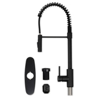 MSI 1-Handle Pull-Down Sprayer Kitchen Faucet with deckplate — surface detail in black tonality