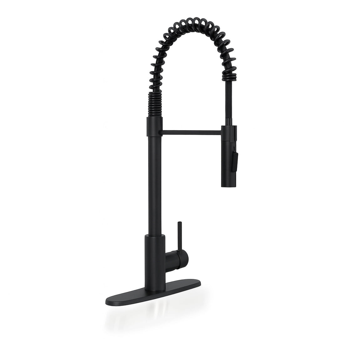 MSI 1-Handle Pull-Down Sprayer Kitchen Faucet with deckplate - 804 Matte Black Faucets