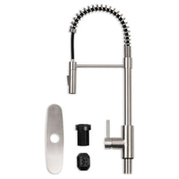 MSI 1-Handle Pull-Down Sprayer Kitchen Faucet with deckplate — surface detail in natural tonality