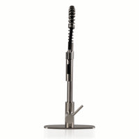 MSI 1-Handle Pull-Down Sprayer Kitchen Faucet with deckplate — surface detail in natural tonality