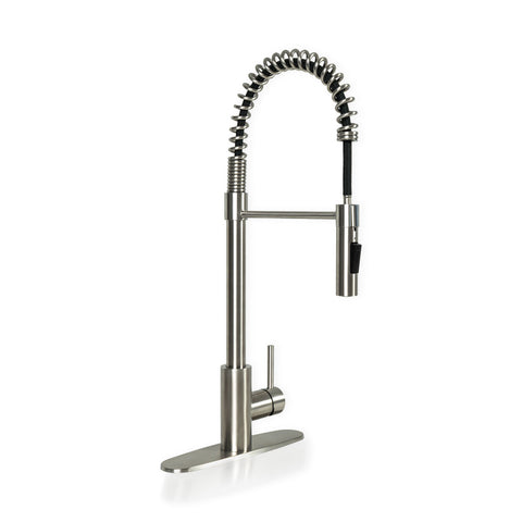 MSI 1-Handle Pull-Down Sprayer Kitchen Faucet with deckplate - 804 Nickel-Brushed Faucets