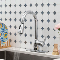 MSI 1 Handle Pull-Out Sprayer Kitchen Faucet — surface detail in natural tonality