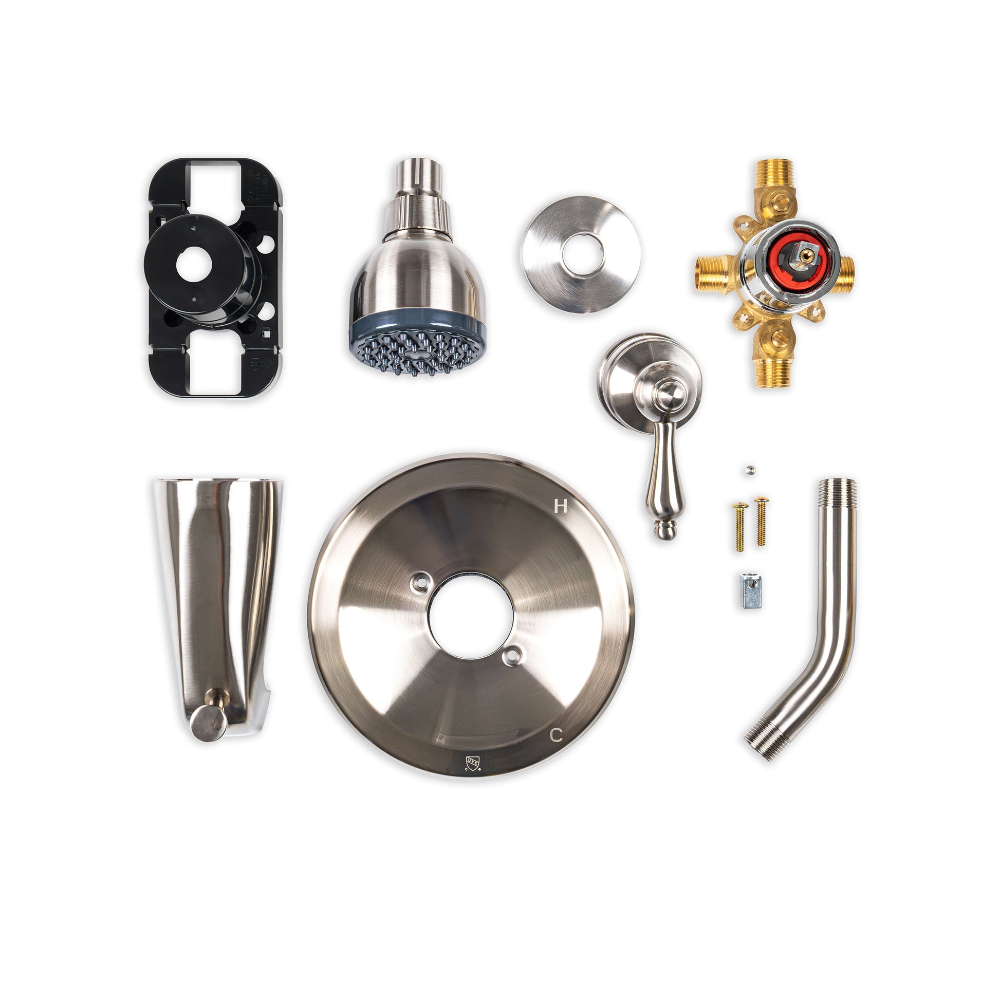 MSI 1 Handle Shower/Tub Faucet With Valve- 607 Brush Nickel Faucets — surface detail in natural tonality