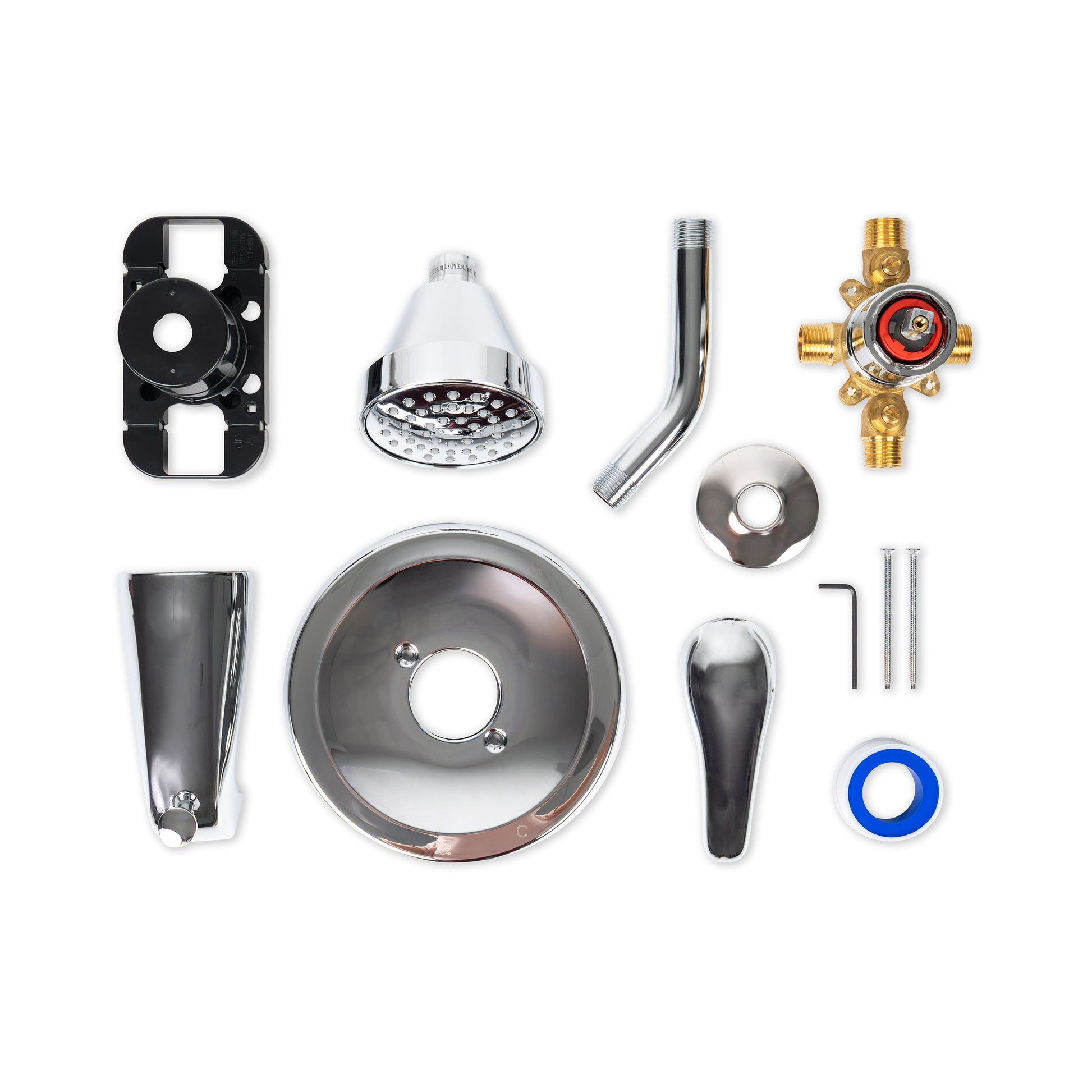 MSI 1 Handle Shower/Tub Faucet With Valve- 608 Chrome Faucets — surface detail in natural tonality