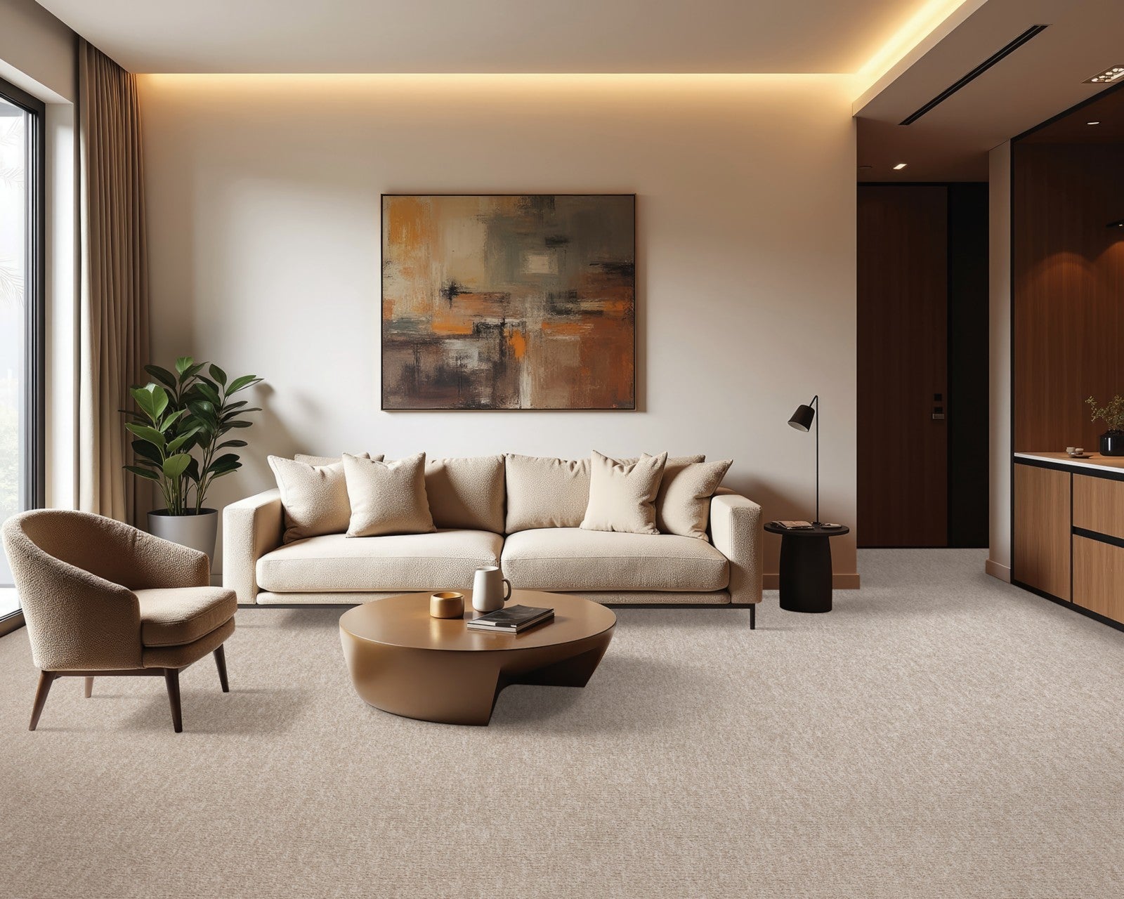 Mohawk Oak Shade in Granite, Carpet room scene