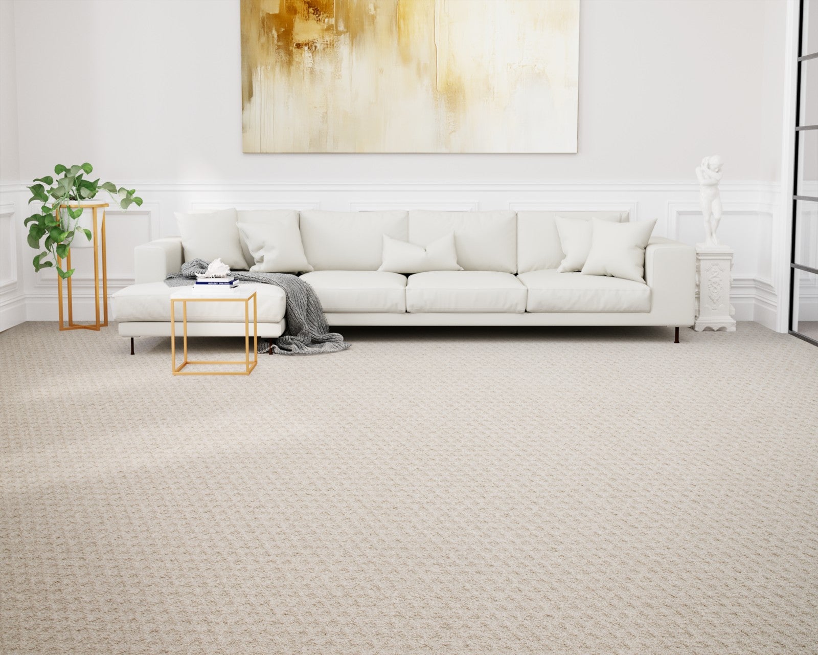 Mohawk Walnut Weave in Vintage Cream, Carpet room scene
