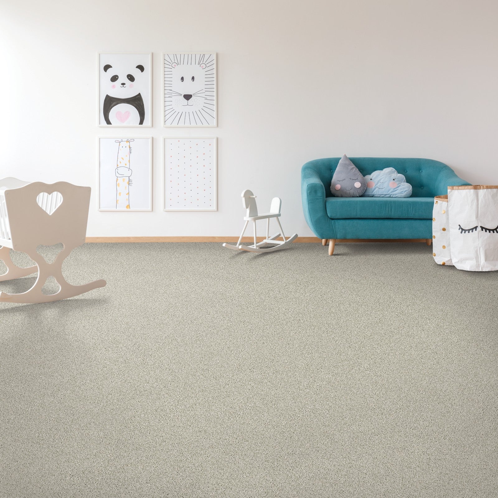 Mohawk Tender Moment II in Bleached Almond, Carpet room scene