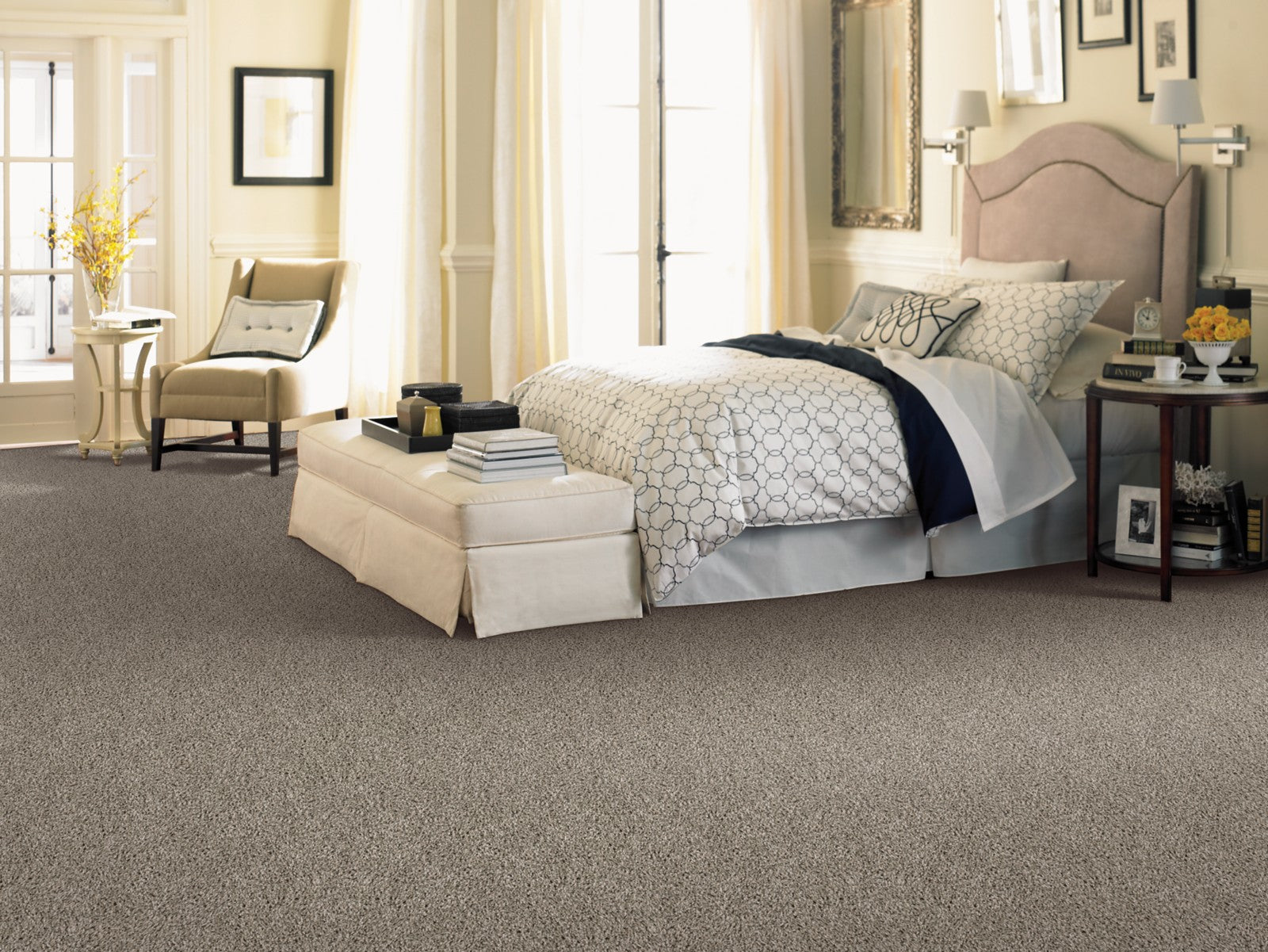 Mohawk Authentic Escape in Winter Flannel, Carpet room scene