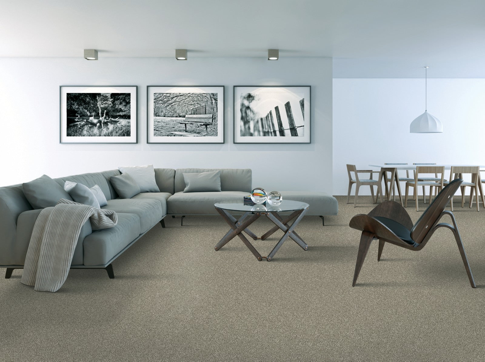 Mohawk Natural Refinement II in Beach Pebble, Carpet room scene