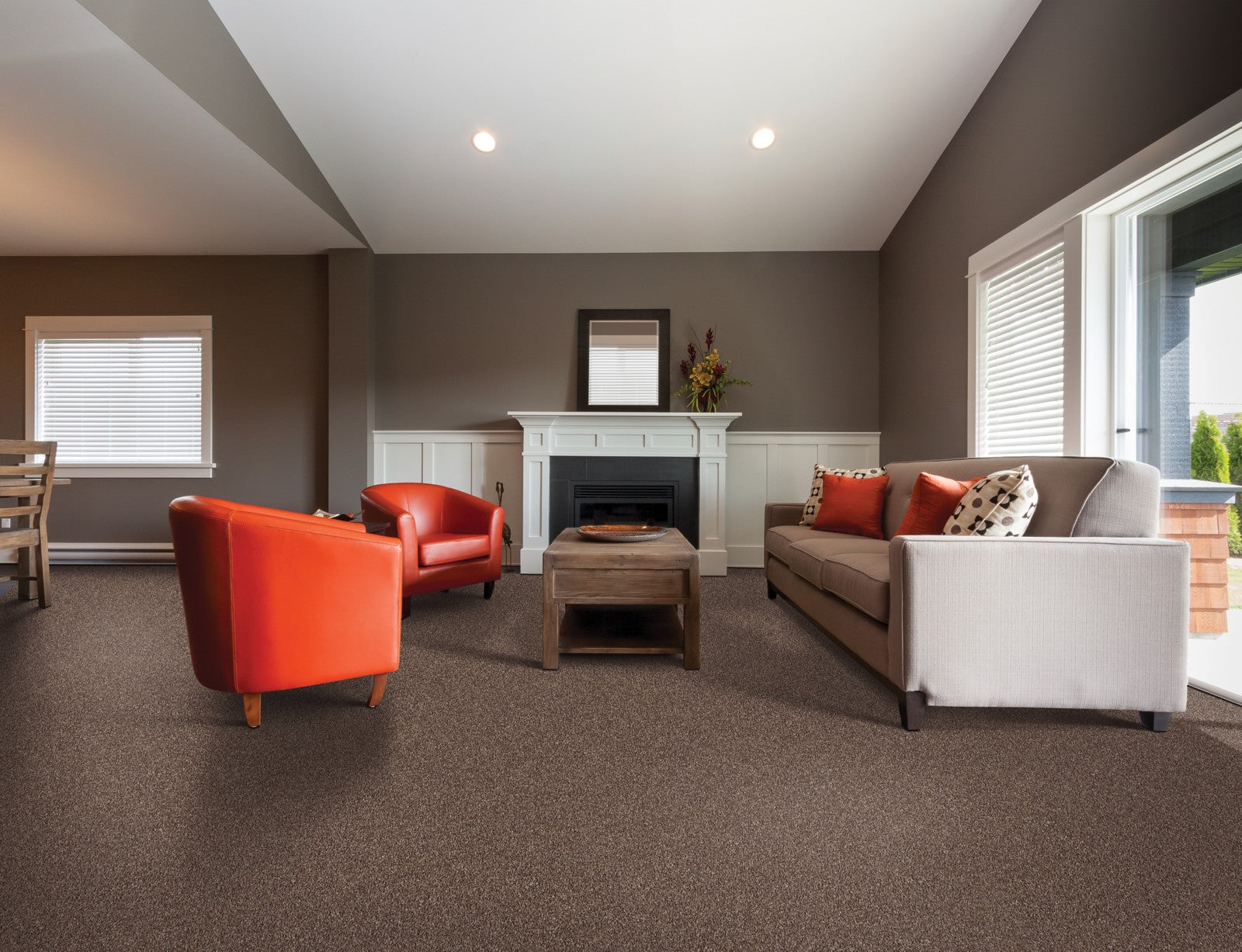 Mohawk Polished Shades I in Hickory Tan, Carpet room scene