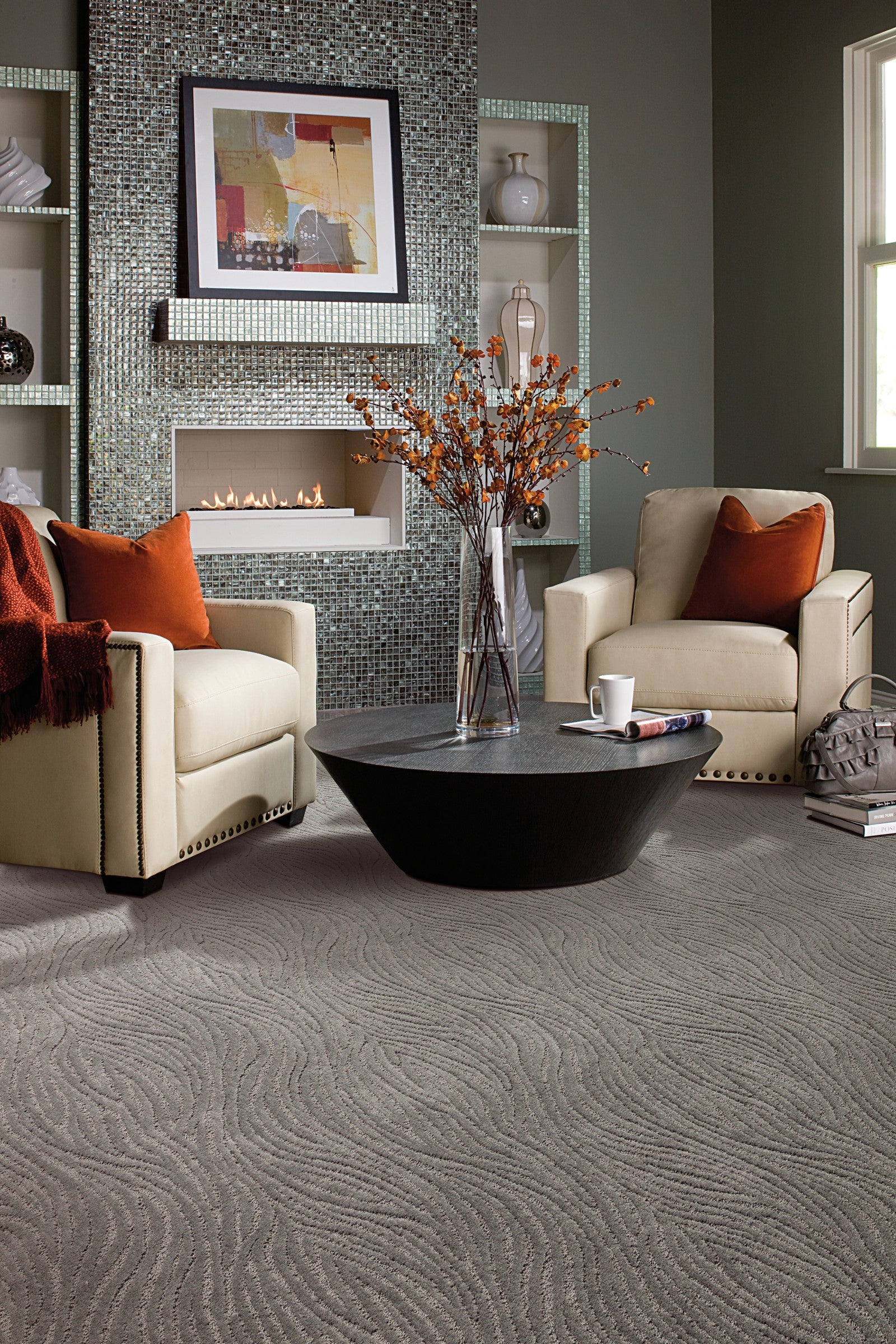 Mohawk Distinct Flair in Night View, Carpet room scene