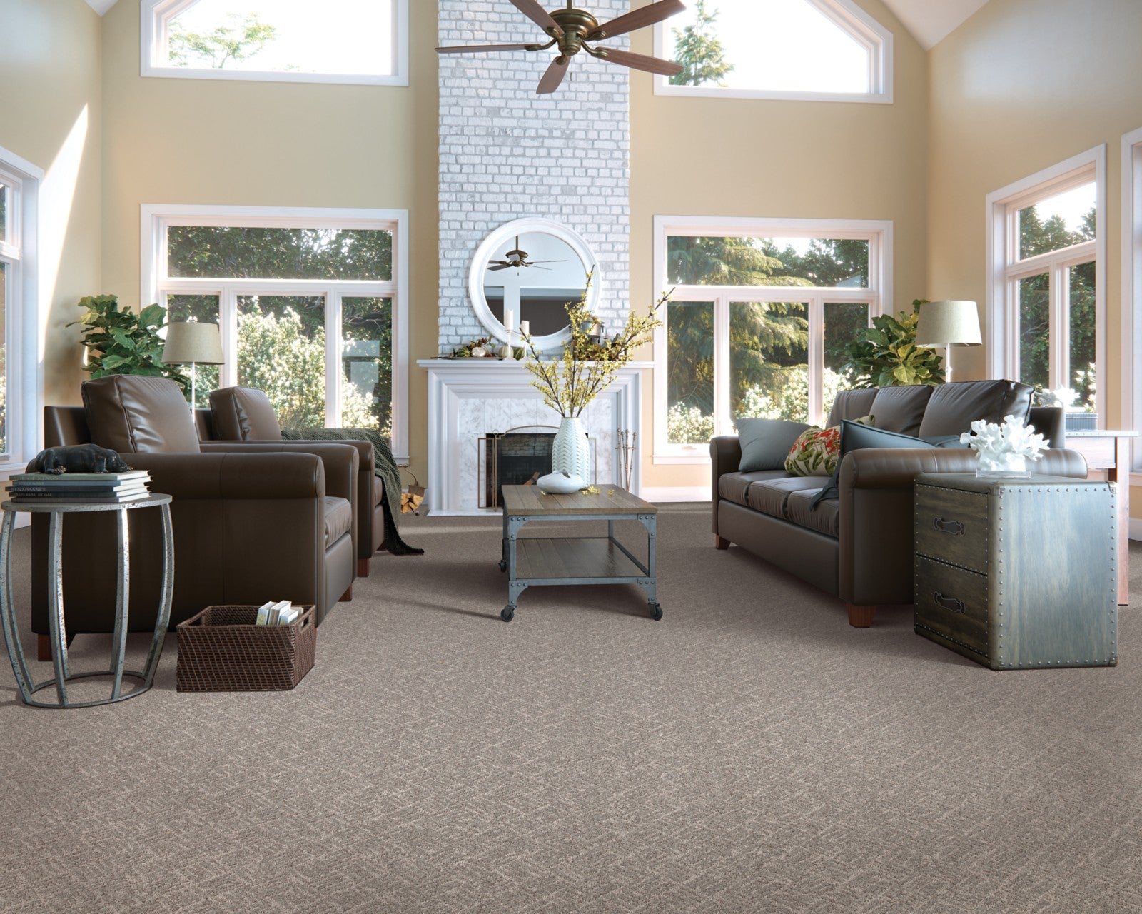 Mohawk Impressive Edge in Alpaca, Carpet room scene