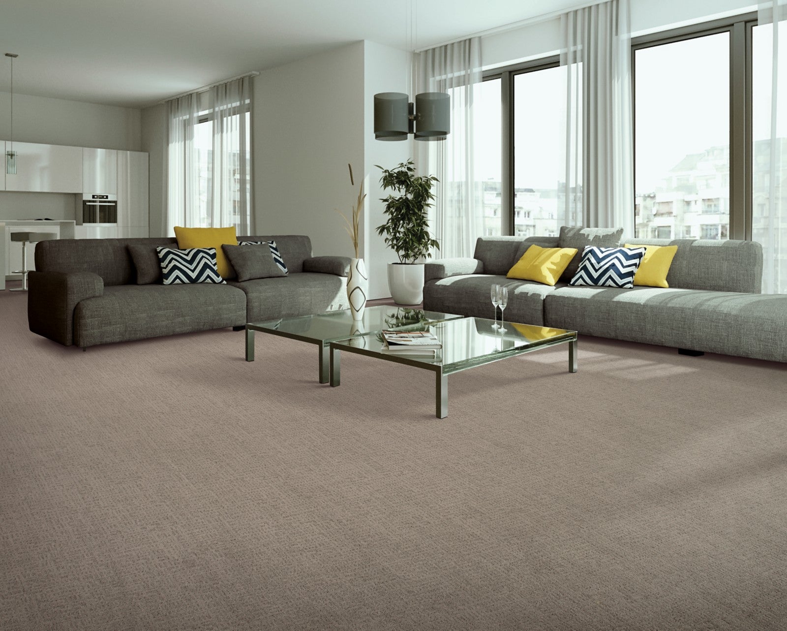 Mohawk Industrial Elegance in Mindful Grey, Carpet room scene