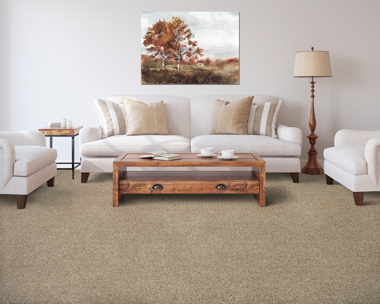 Mohawk Color Fusion II in Colonial Ash, Carpet room scene