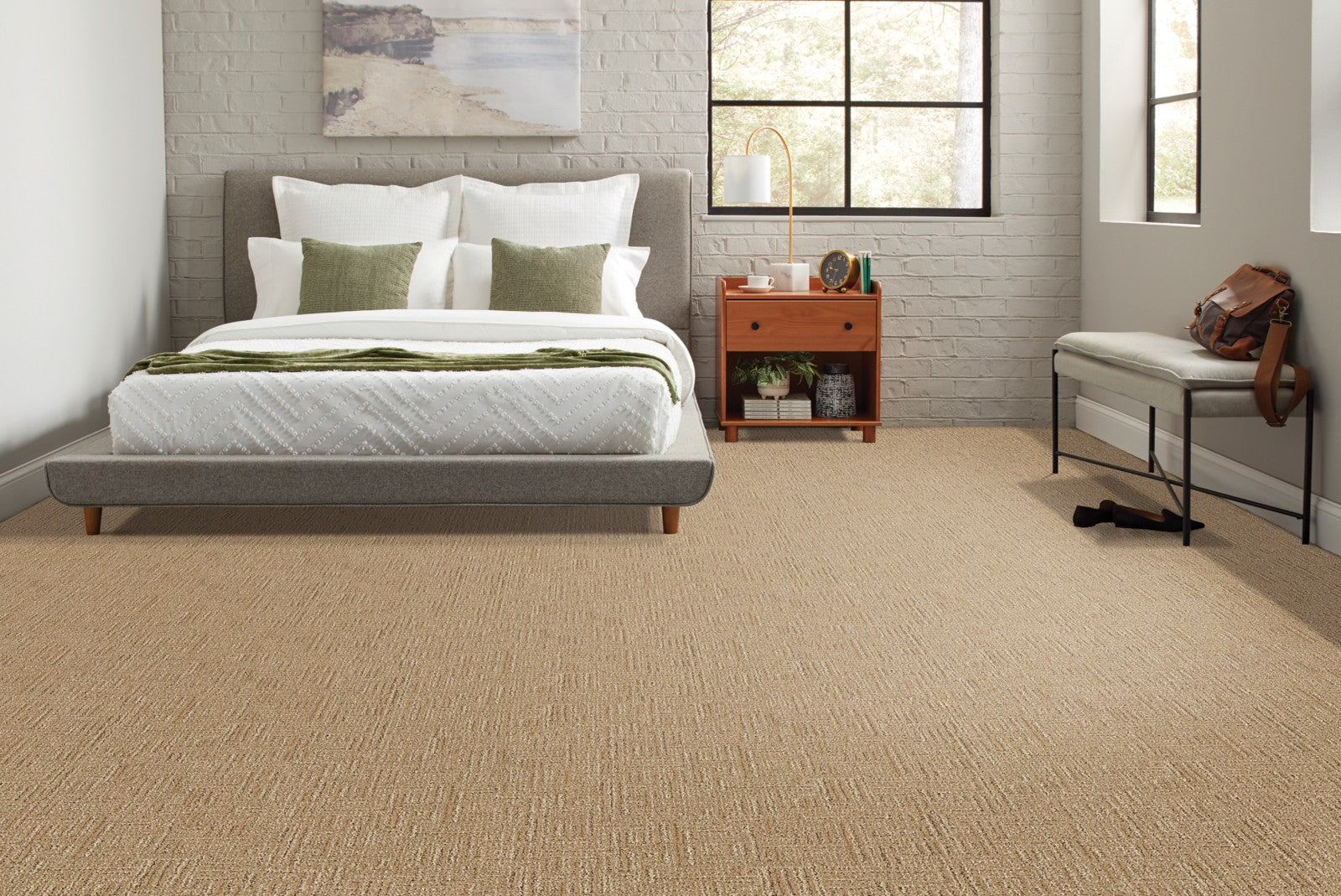 Mohawk Natural Texture in Truffle, Carpet room scene