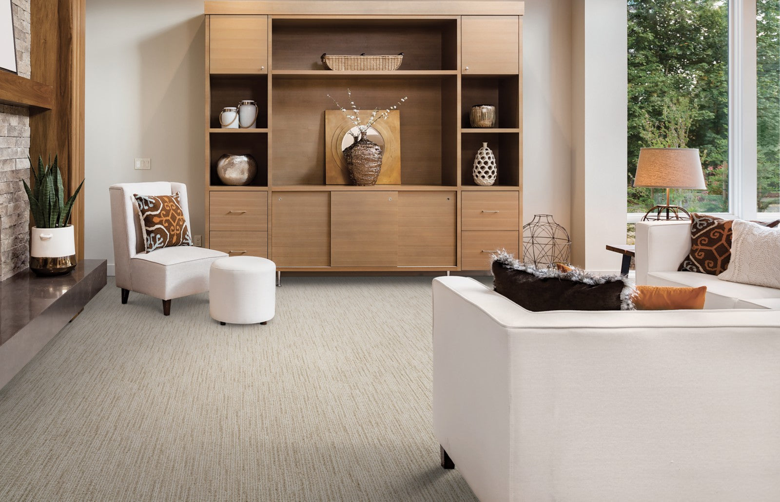 Mohawk Urban Hues in Birch Bark, Carpet room scene