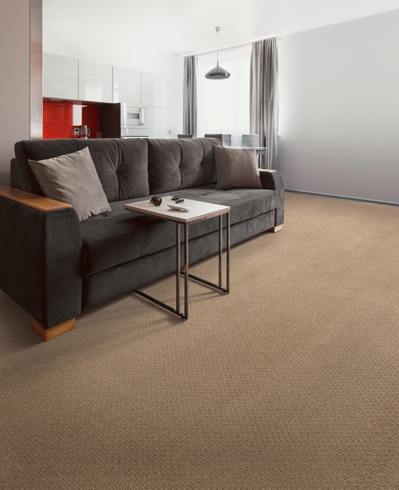Mohawk Quality Space in Rough Stone, Carpet room scene