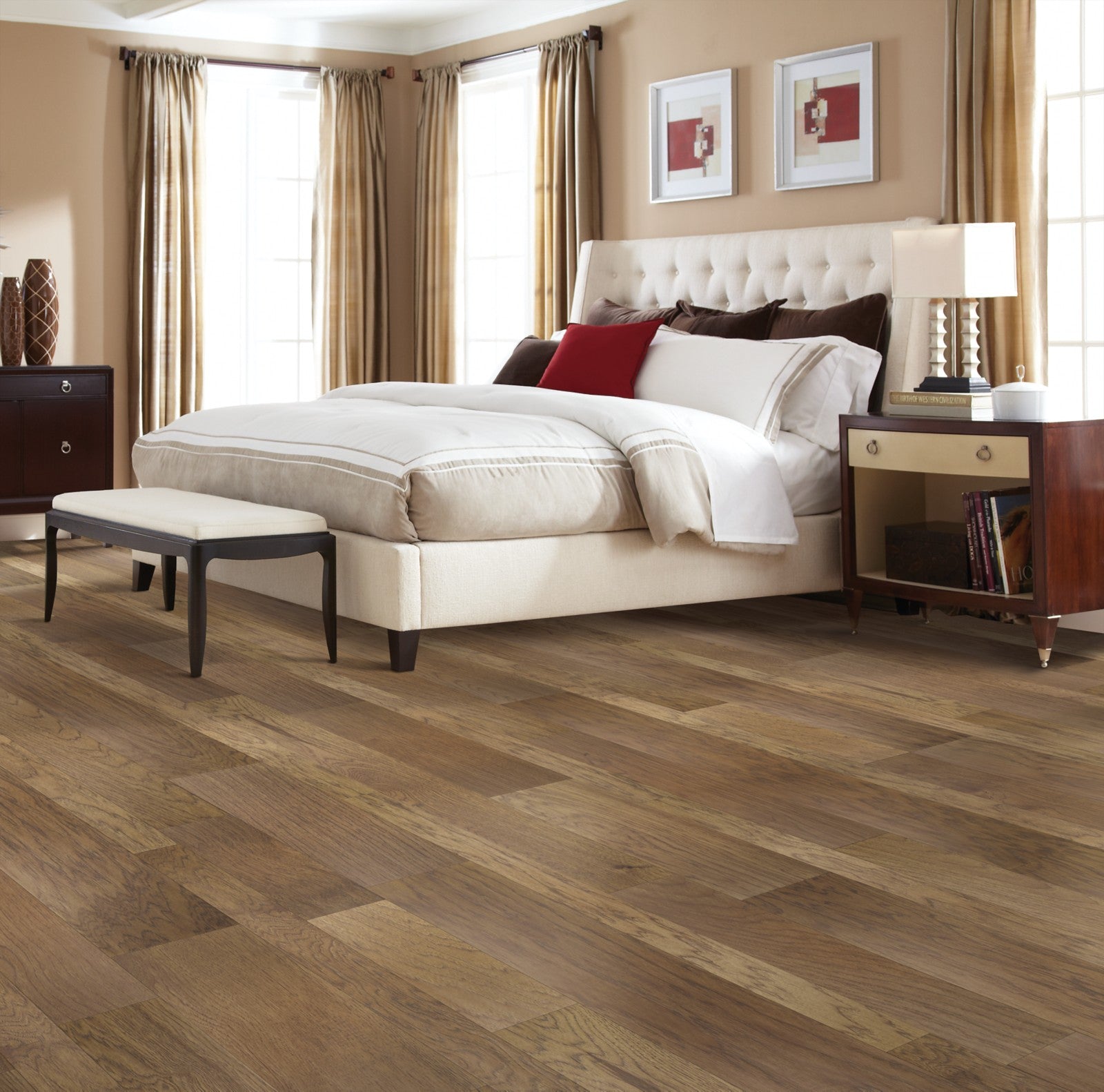 Mohawk Weathered Portrait in Sepia Hickory, Engineered Wood room scene