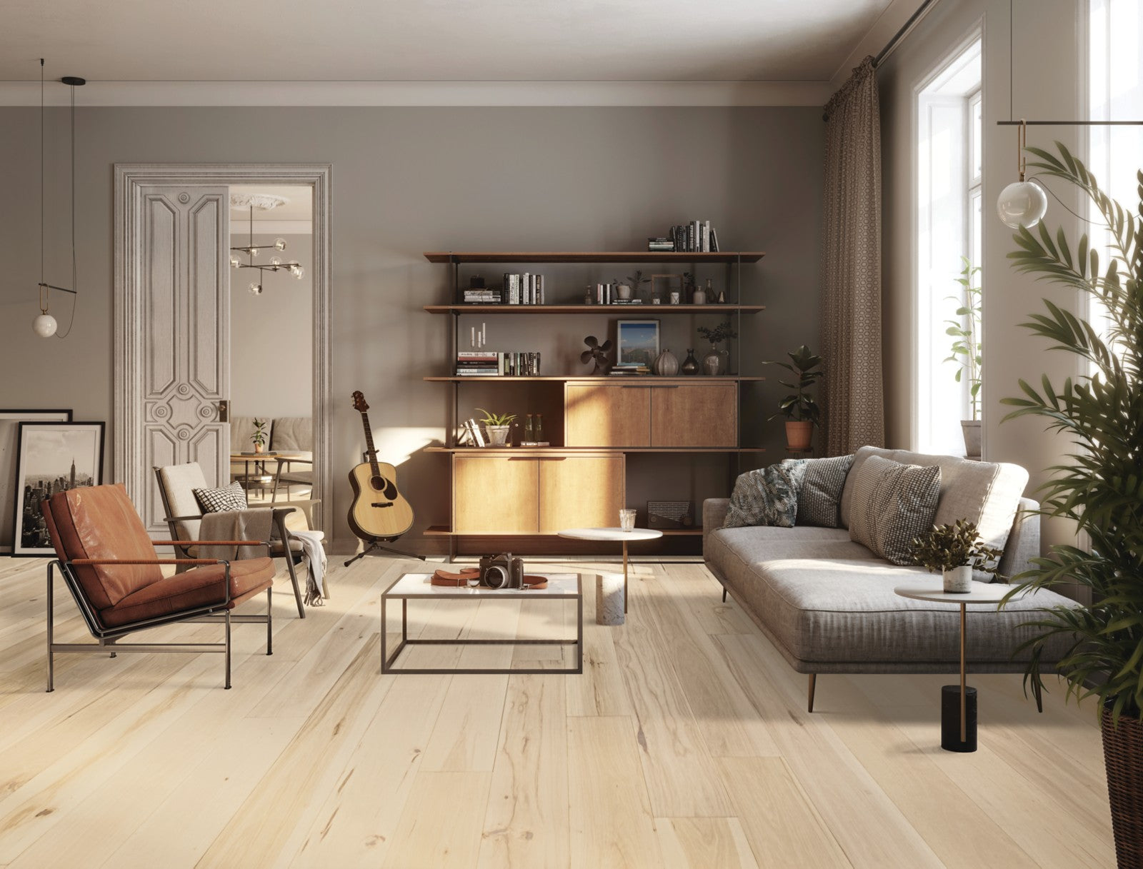 Mohawk Cascade Hills in Raw Natural Hickory, Engineered Wood room scene