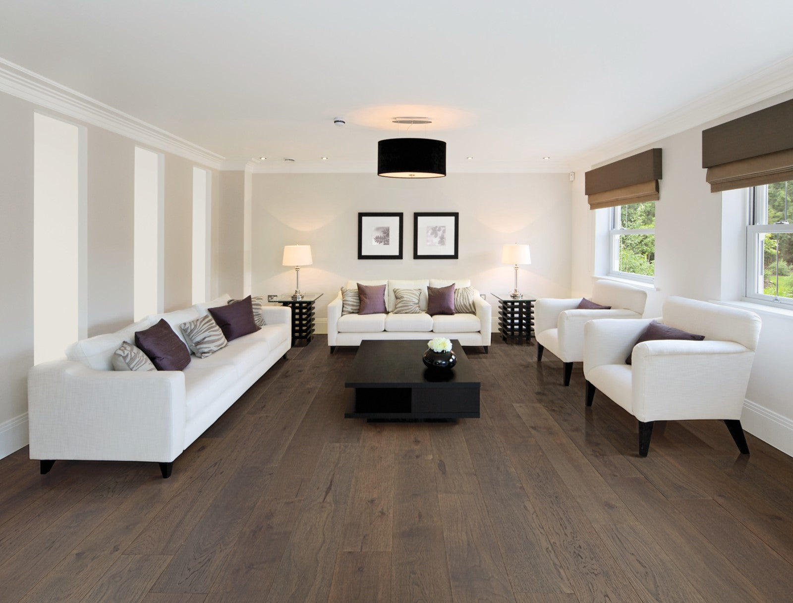 Mohawk Cascade Hills in Sonora Hickory, Engineered Wood room scene