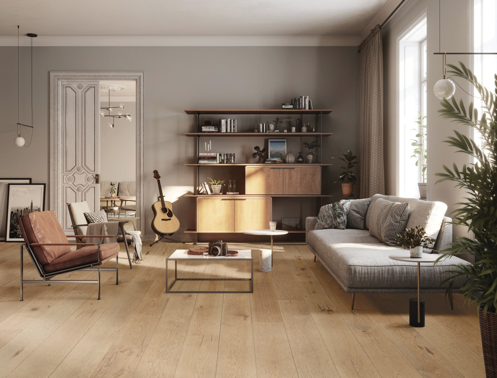 Mohawk Cascade Hills in Flax Hickory, Engineered Wood room scene