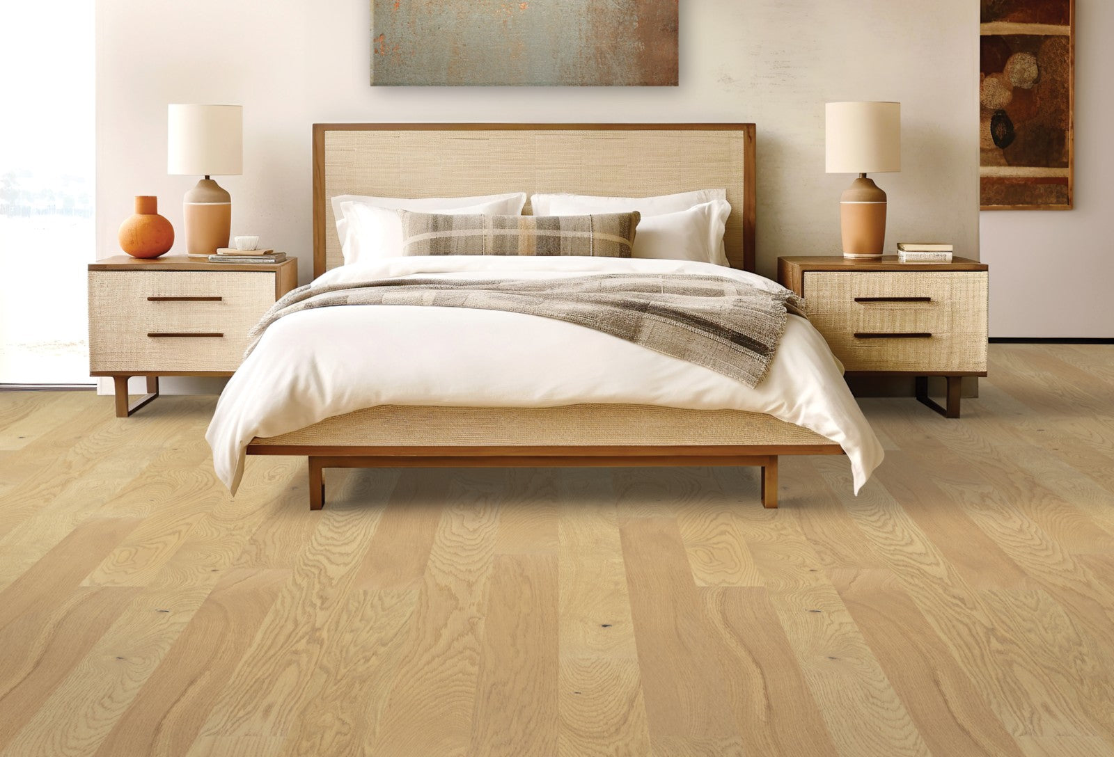 Mohawk Camden Isle in Barley Buff, Engineered Wood room scene