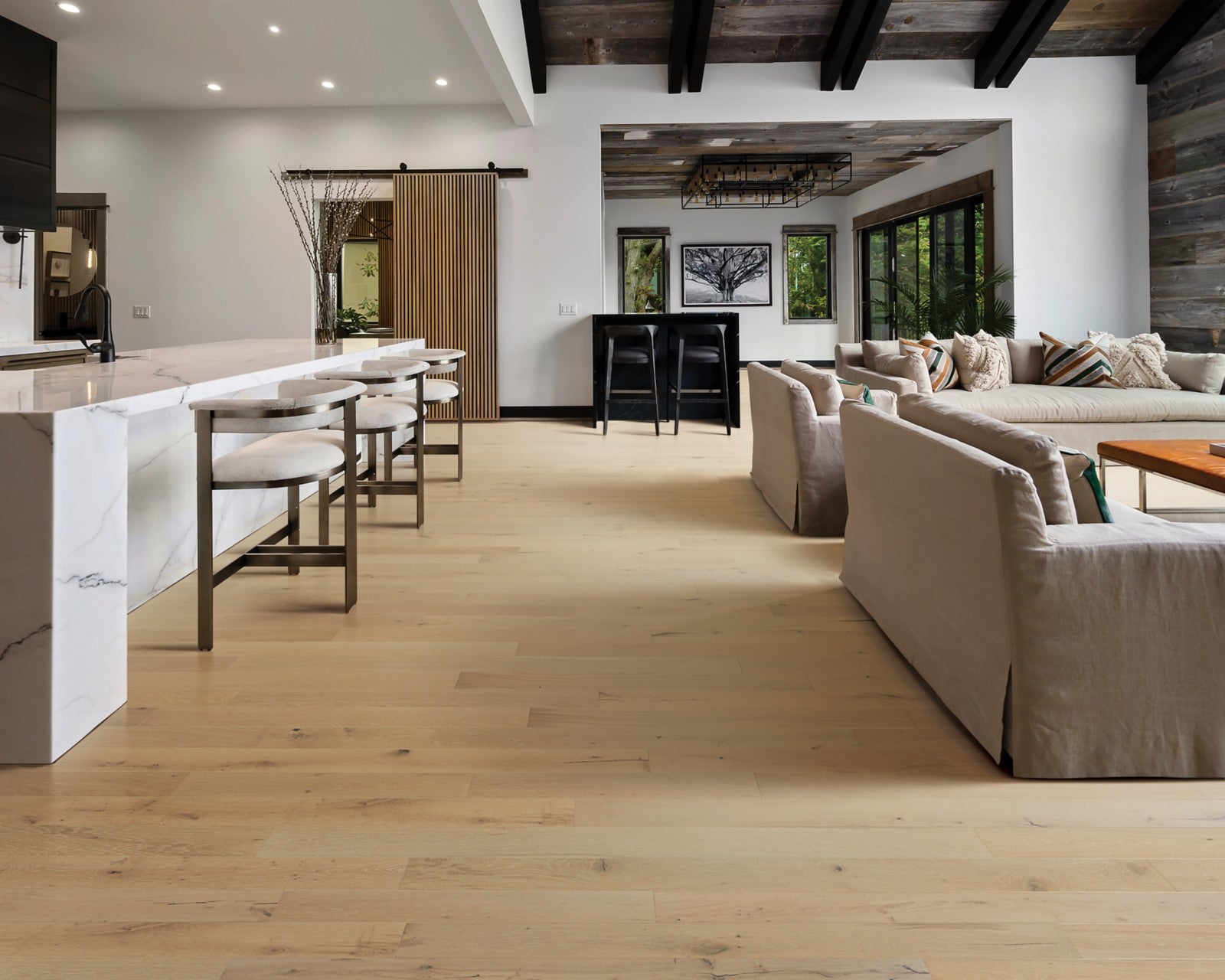 Mohawk Camden Isle in London Fog, Engineered Wood room scene