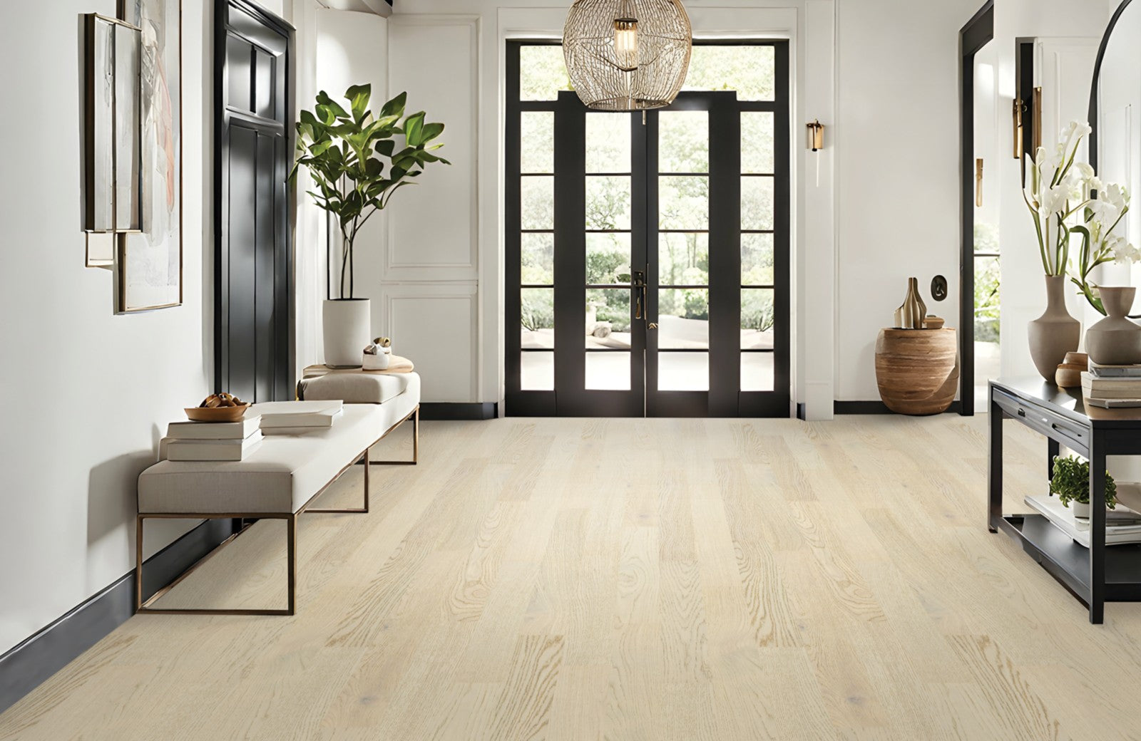 Mohawk Caspian Cliffs in Smoked Oyster Oak, Engineered Wood room scene