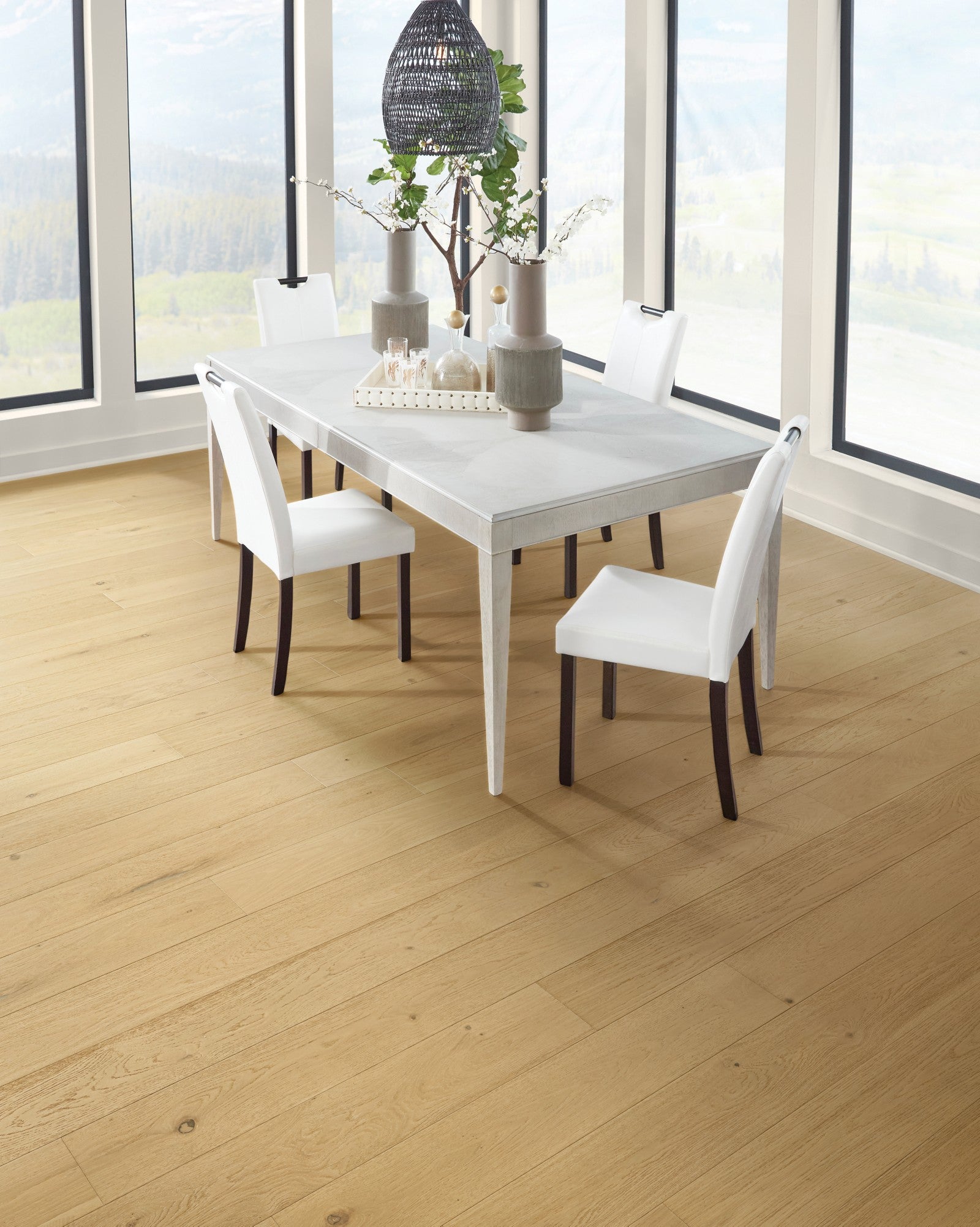 Mohawk Wyndham Farms in Aged Linen Oak, Engineered Wood room scene