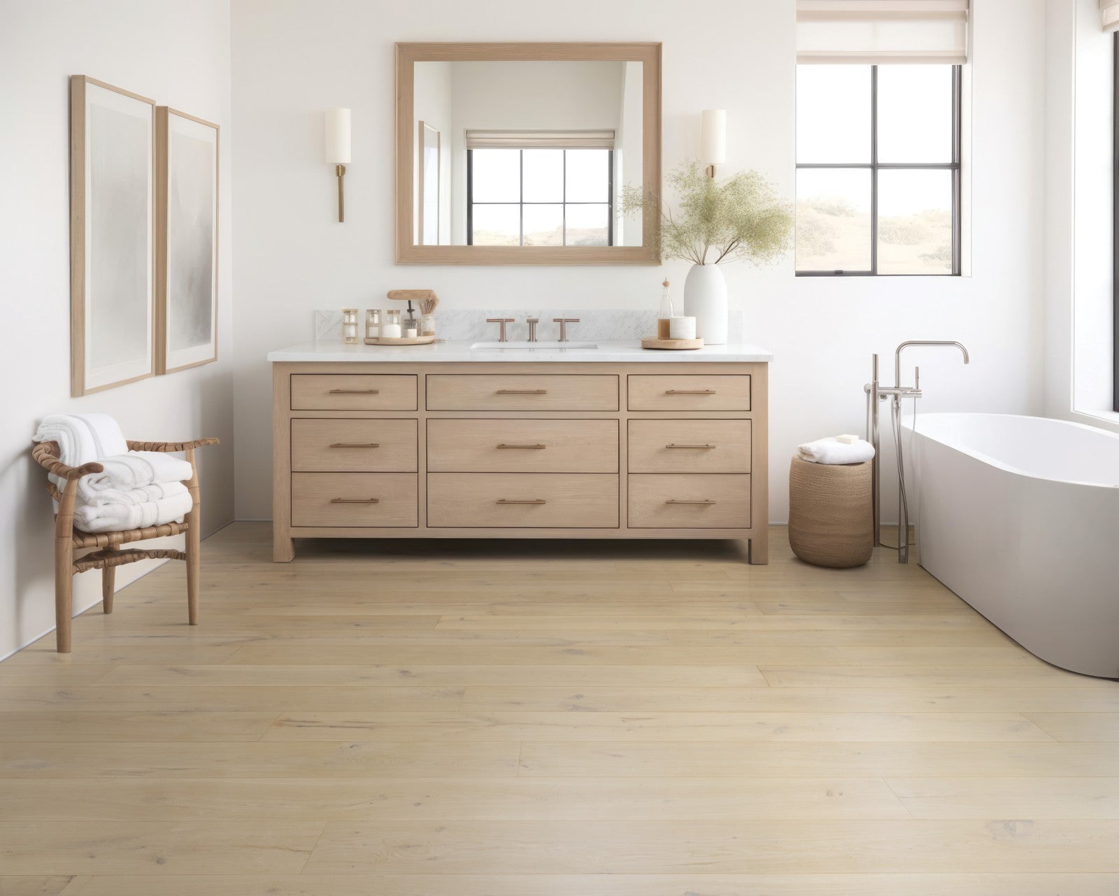 Mohawk Madera Trace in Topeka Taupe Oak, Engineered Wood room scene