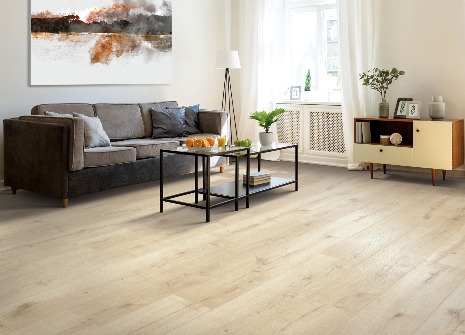Mohawk Castlebriar in Sand Pearl Oak, Laminated Wood room scene