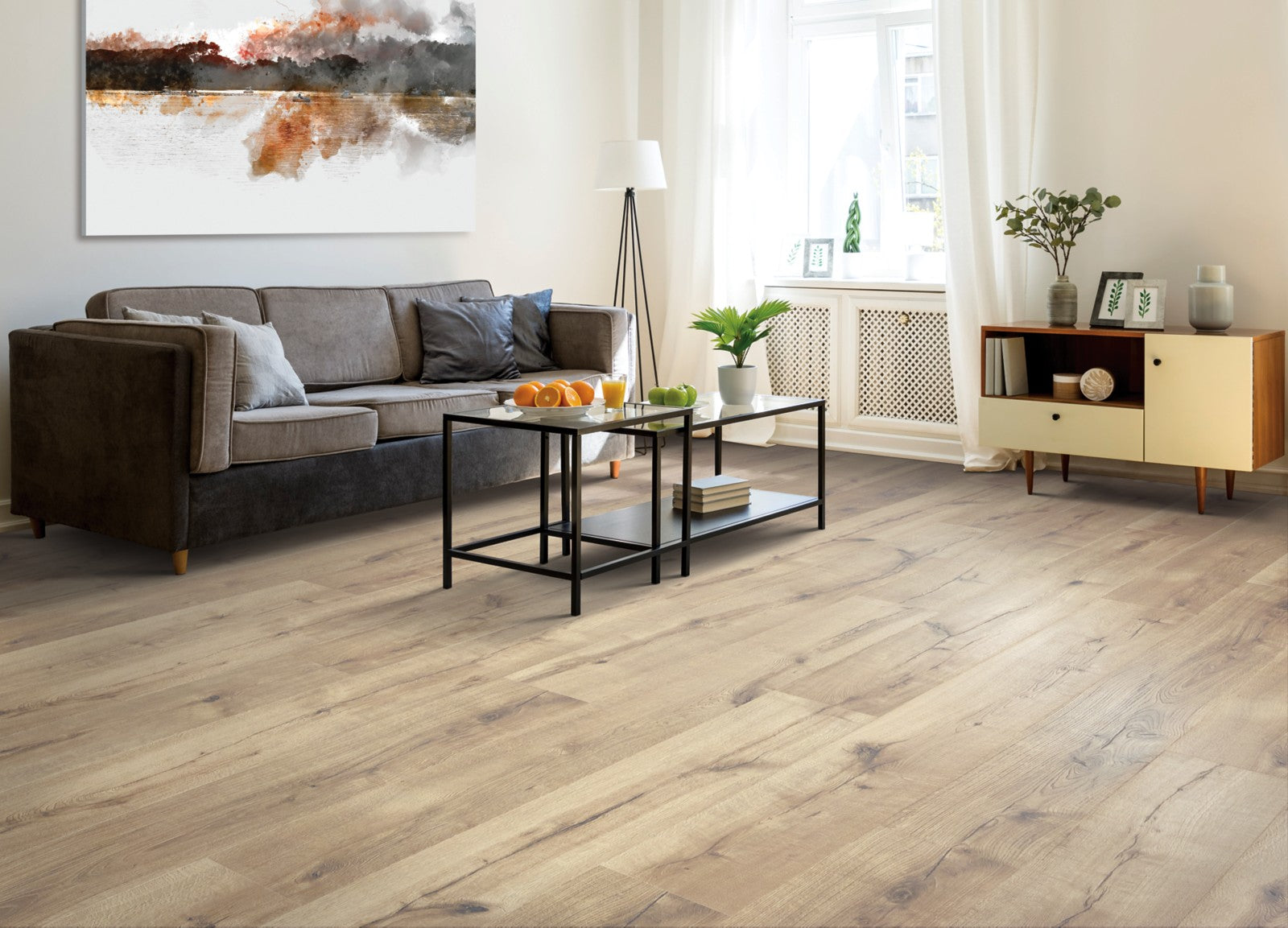 Mohawk Castlebriar in Trinket Oak, Laminated Wood room scene