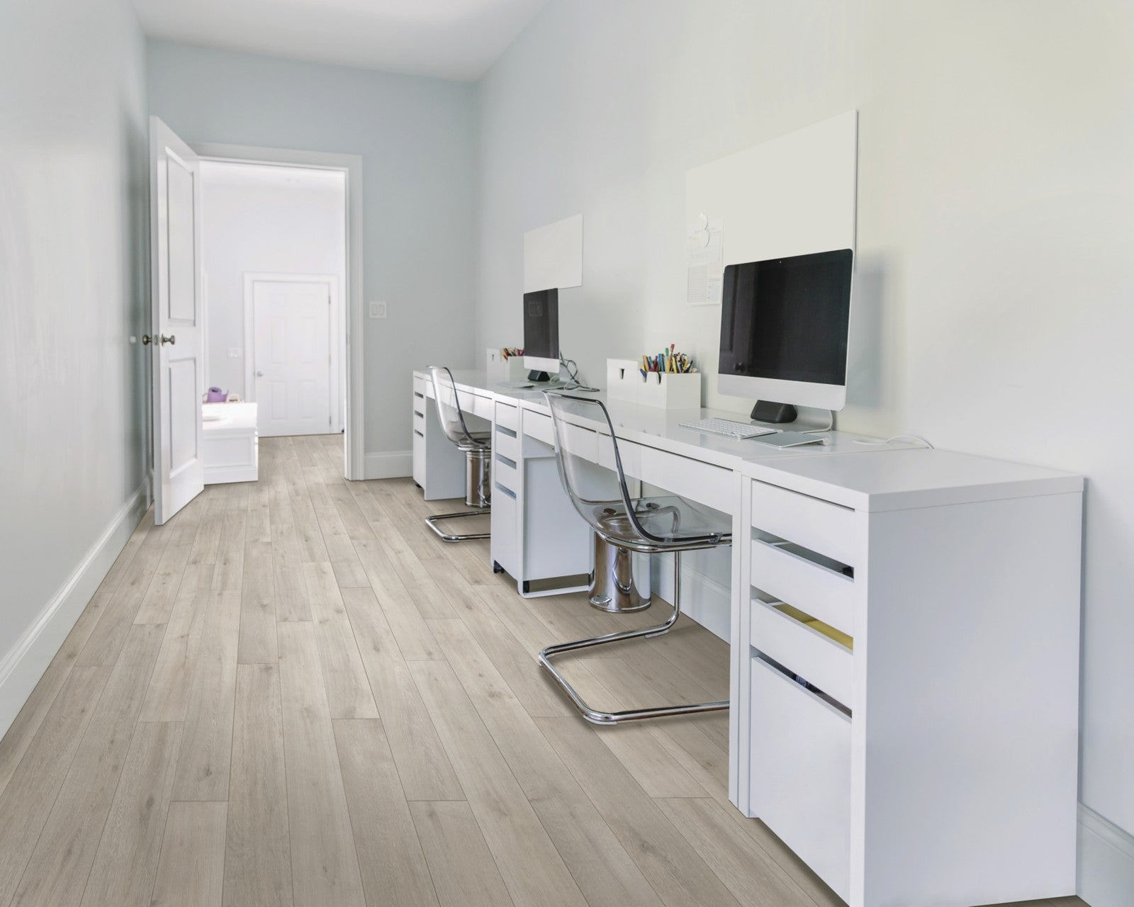 Mohawk Bellente in Whitewash Oak, Laminated Wood room scene
