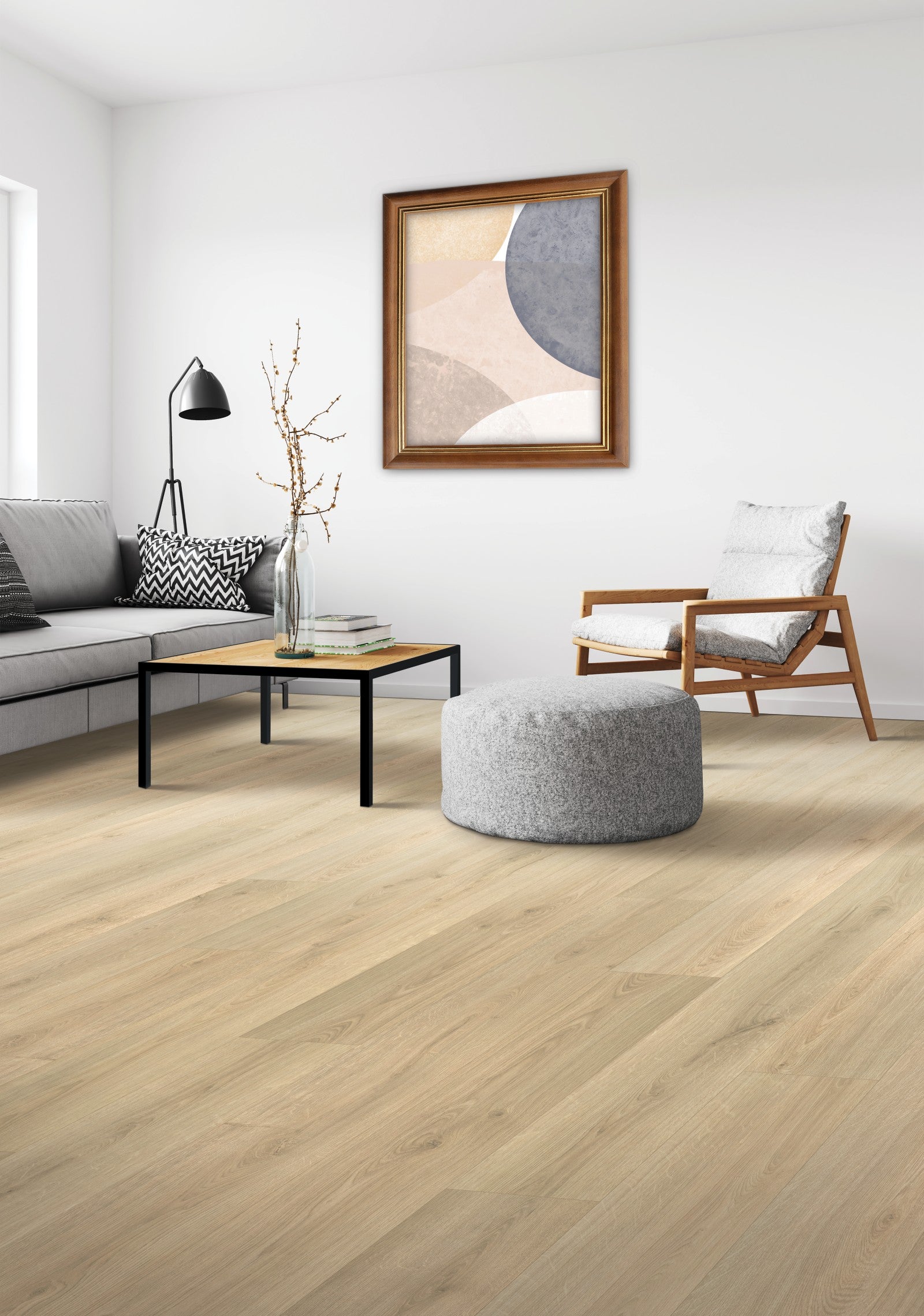 Mohawk Palm City in Golden Sand Oak, Laminated Wood room scene