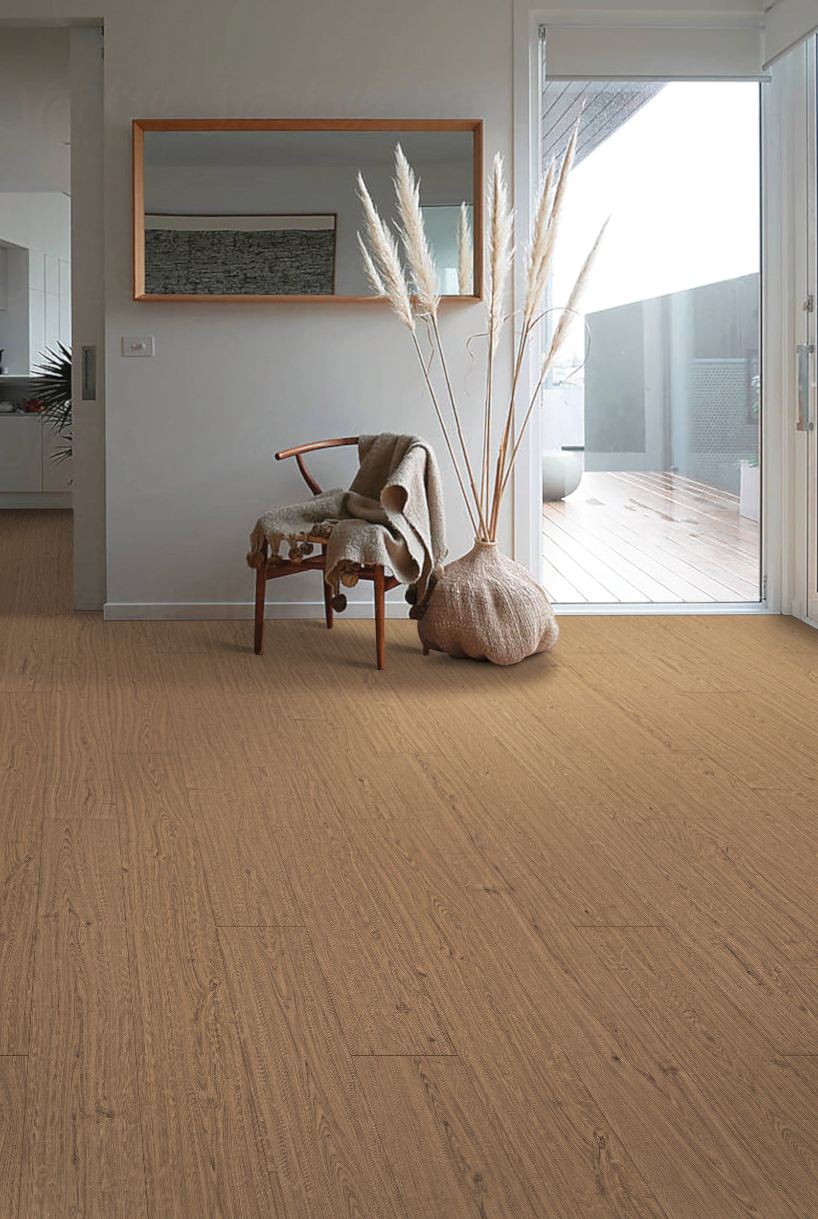 Mohawk Palm City in Adirondack Brown Oak, Laminated Wood room scene