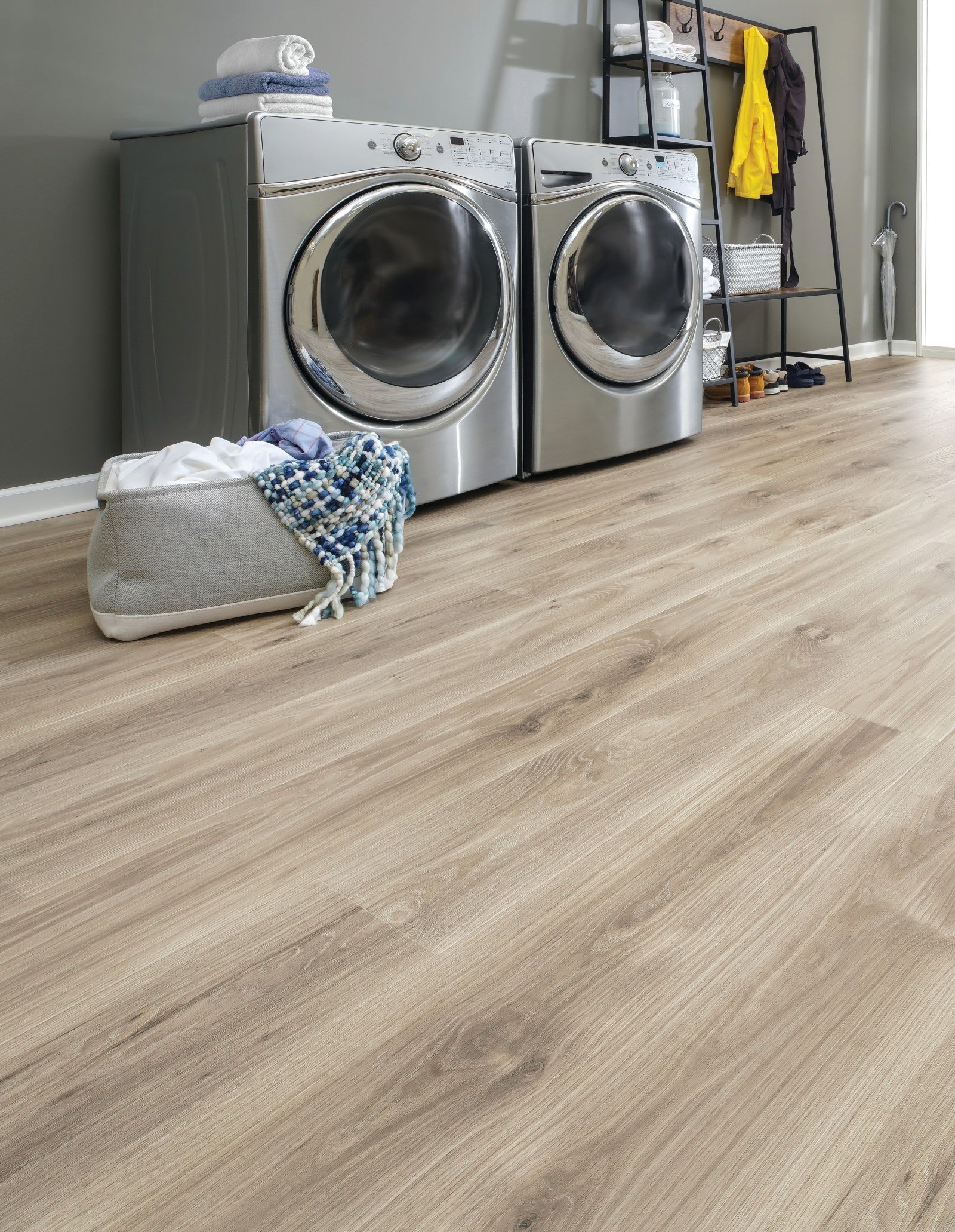 Mohawk Ivey Gates in Polished Grey Oak, Laminated Wood room scene