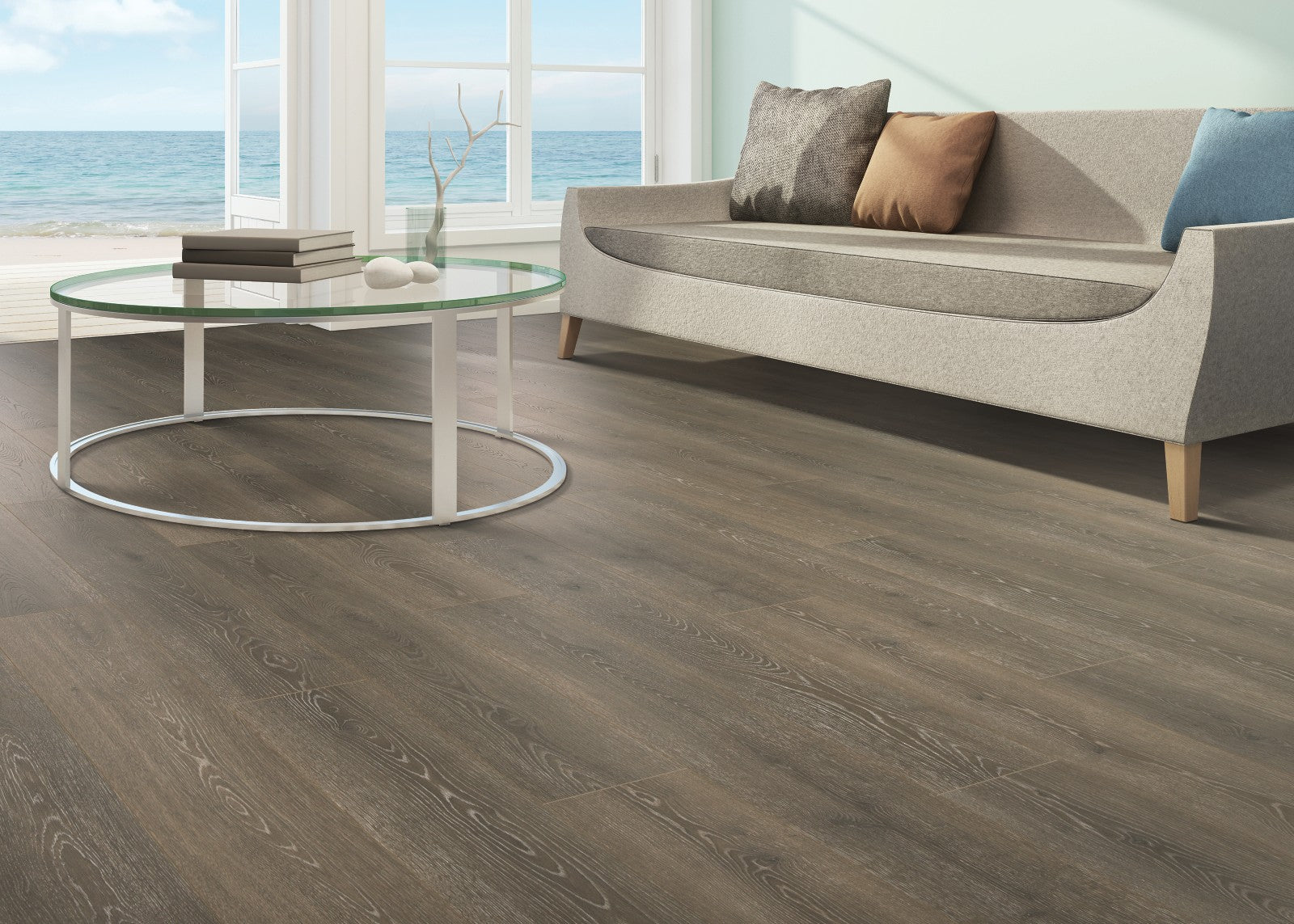 Mohawk Boardwalk Collective in Boathouse Brown, Laminated Wood room scene