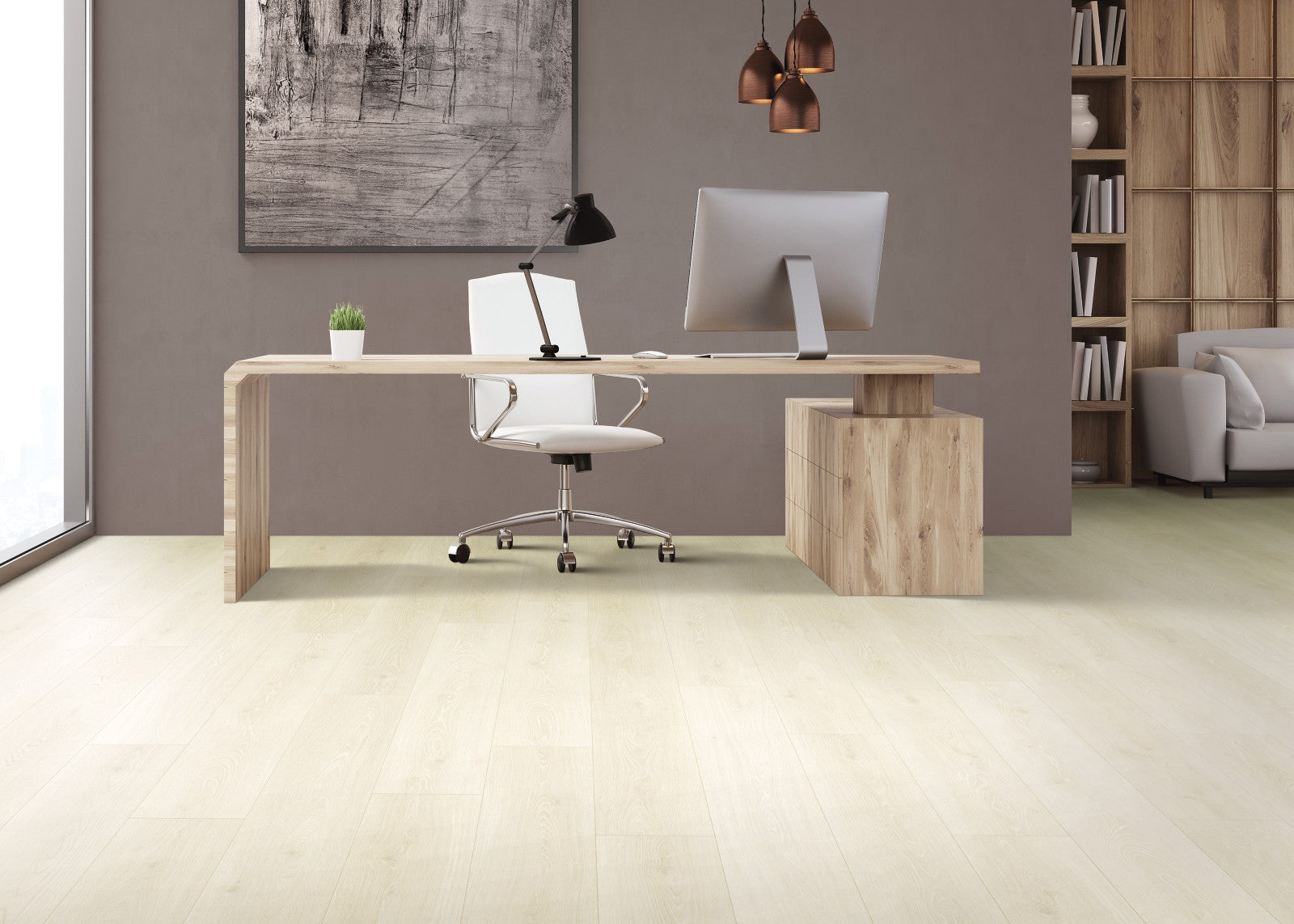 Mohawk Boardwalk Collective in Gulf Sand, Laminated Wood room scene